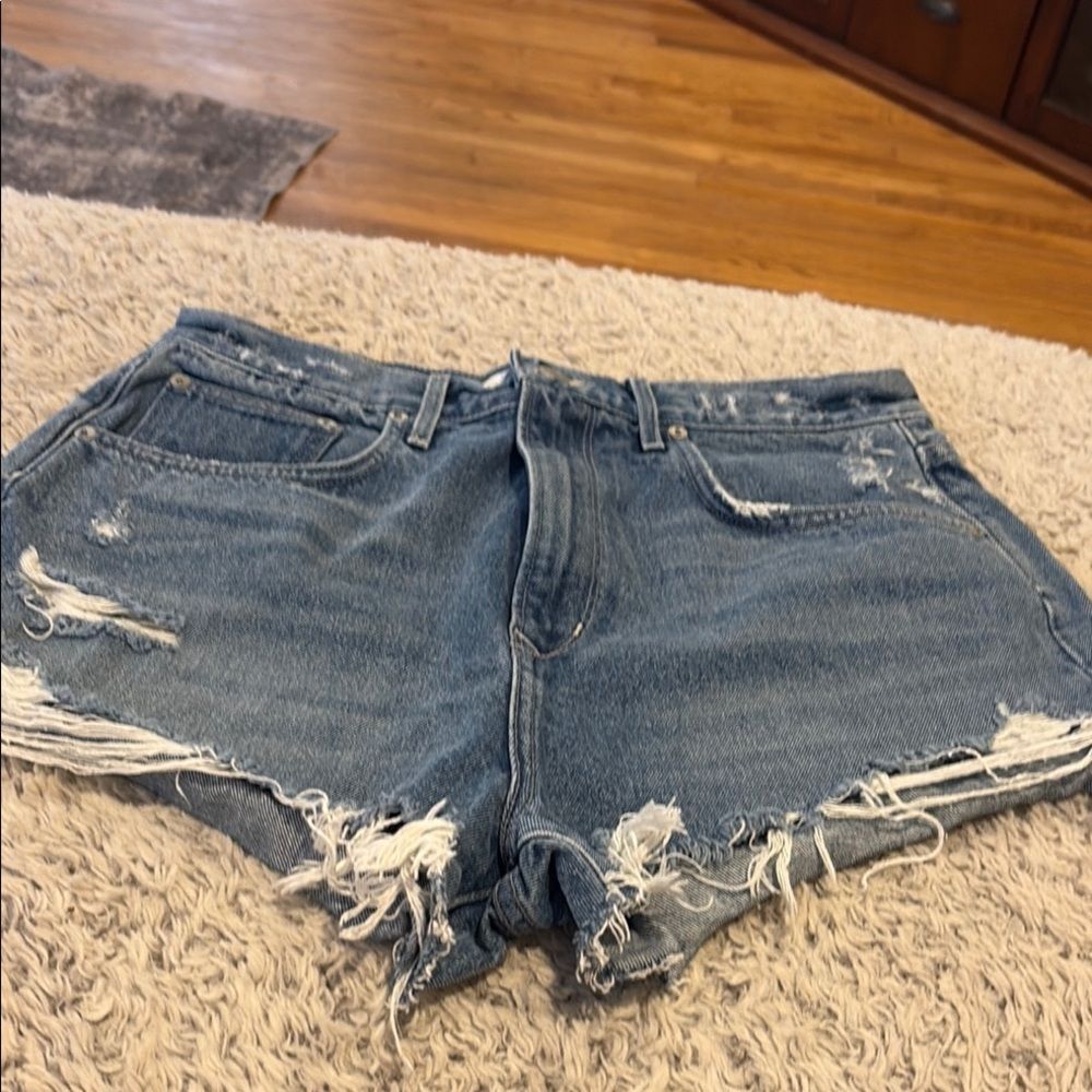 Lovers + Friends Distressed Denim Jean Shorts - Blue